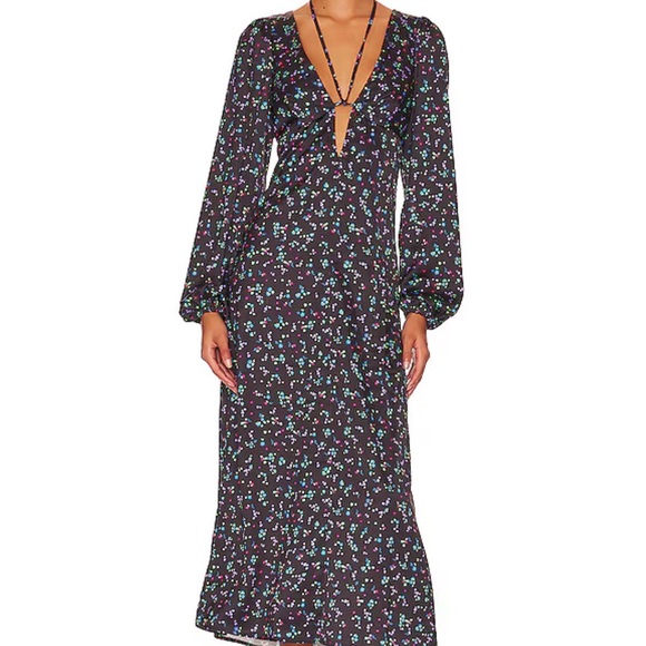 AFRM Dresses & Skirts - AFRM Portia Dress in Noir Neon Ditsy Floral Boho Dress Womens Size Small NWT